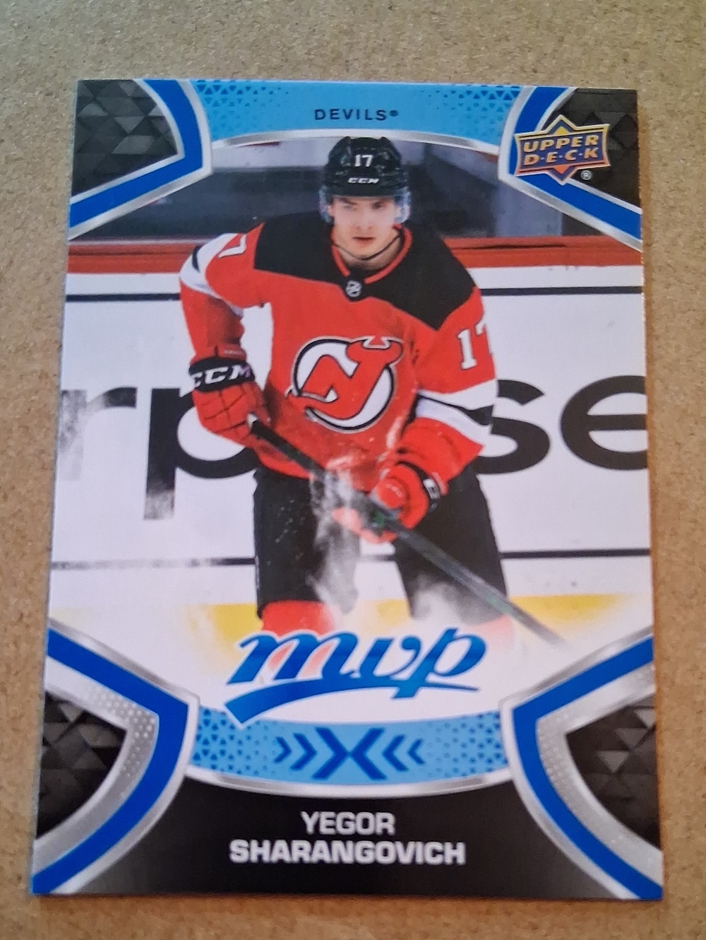 Upper Deck MVP Yegor Sharangovich New Jersey Devils Hockey Card - Red/Black